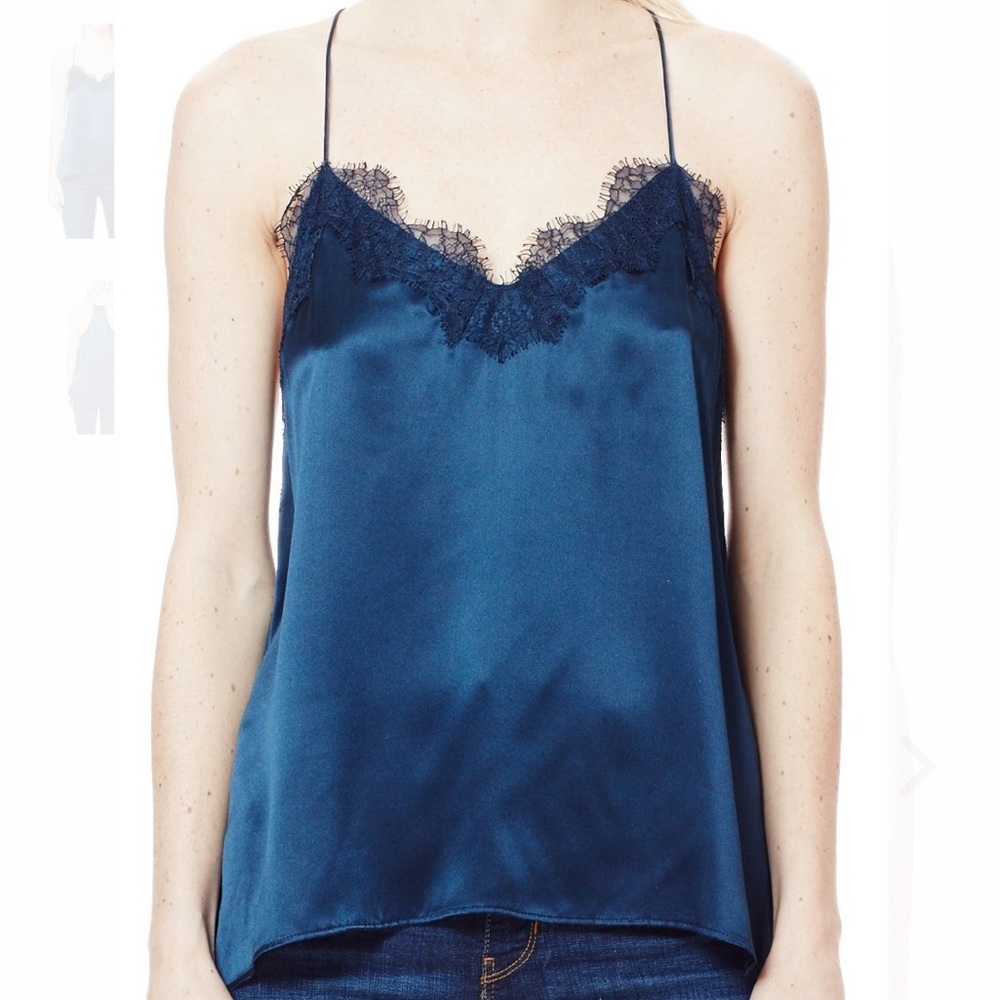 CAMI NYC Racer Lace Trim Silk Camisole